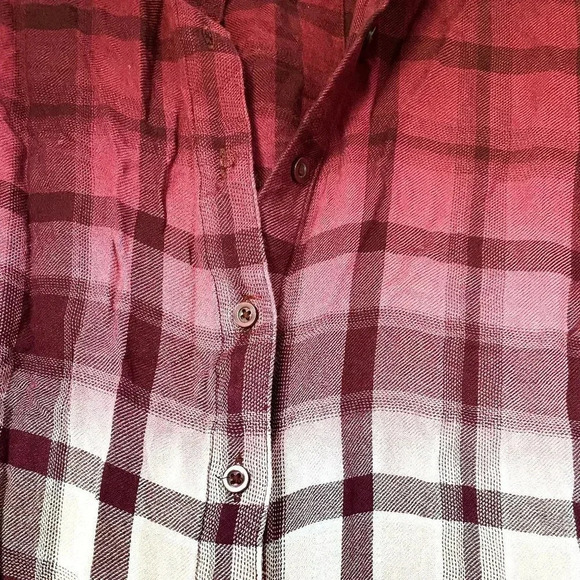 NWOT Justice Girls Maroon Pink & White Checked Full Sleeved Shirt Size 14-16 - Picture 3 of 9